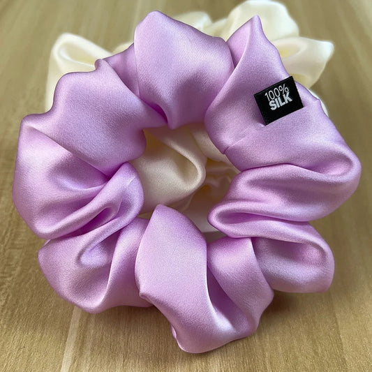 100%  Silk Hair Scrunchies Elastic Rubber Band