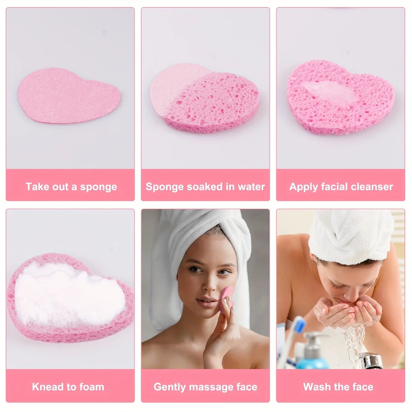 20 Pieces Facial Sponges Heart Shape