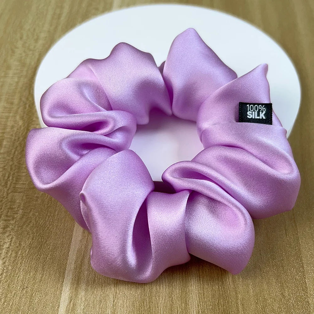 100%  Silk Hair Scrunchies Elastic Rubber Band